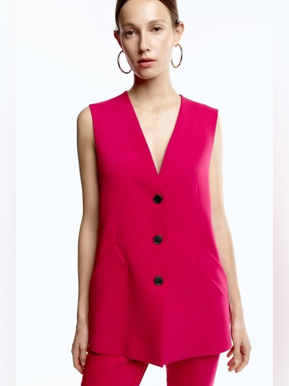 Zara Hot Pink Tailored Vest | Size Small